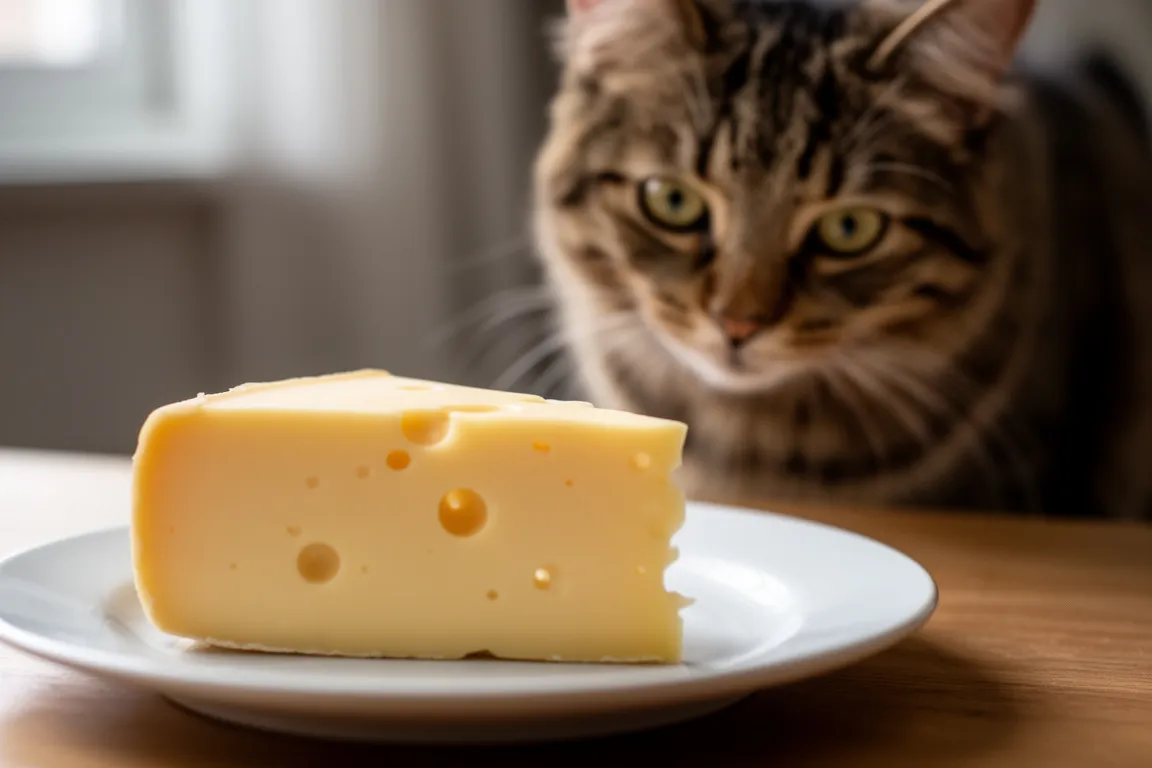 Cat looking at cheese