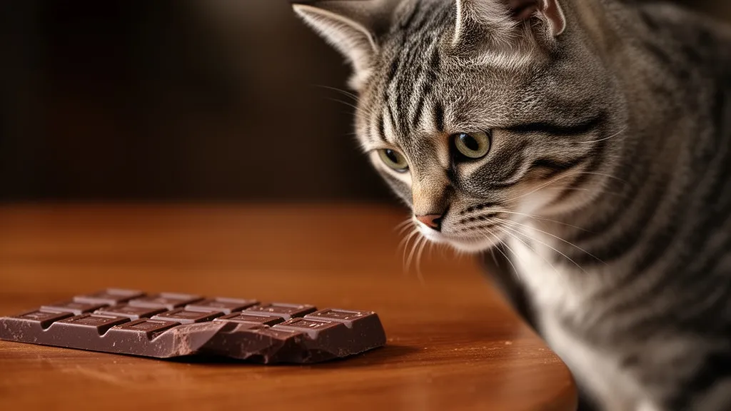 Cat looking at chocolate