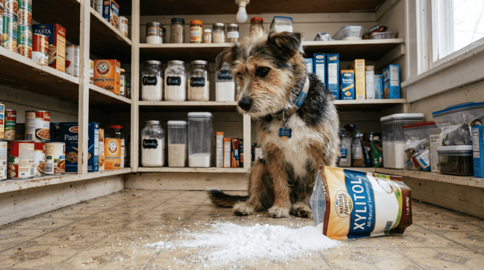 Dog looking at xylitol