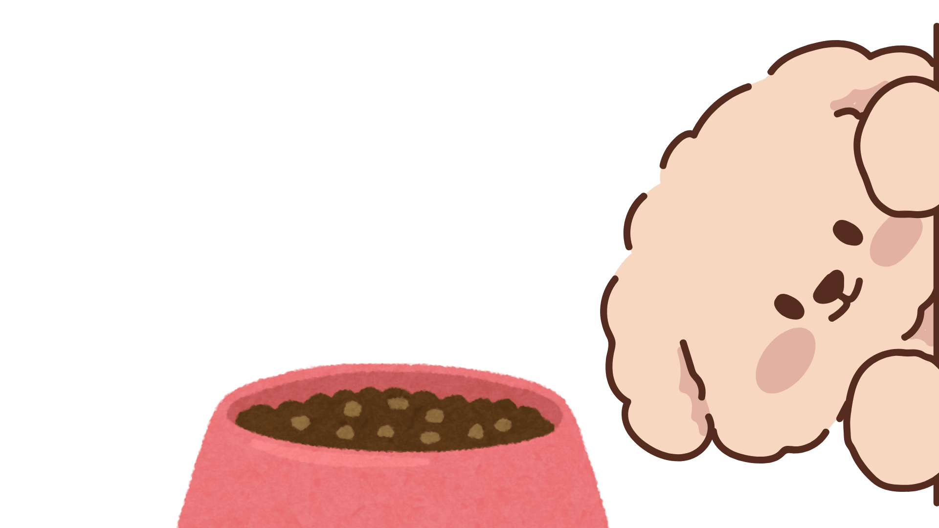 Illustration of a dog looking at food