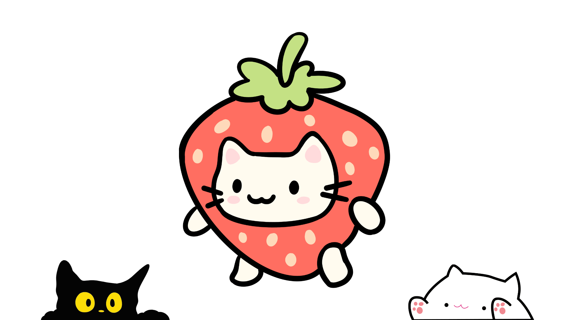 Illustration of a cat dressed like a strawberry